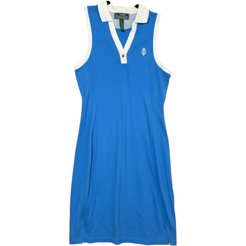 Lauren Ralph Lauren Active Sleeveless Polo Dress S Blue White Tennis Preppy